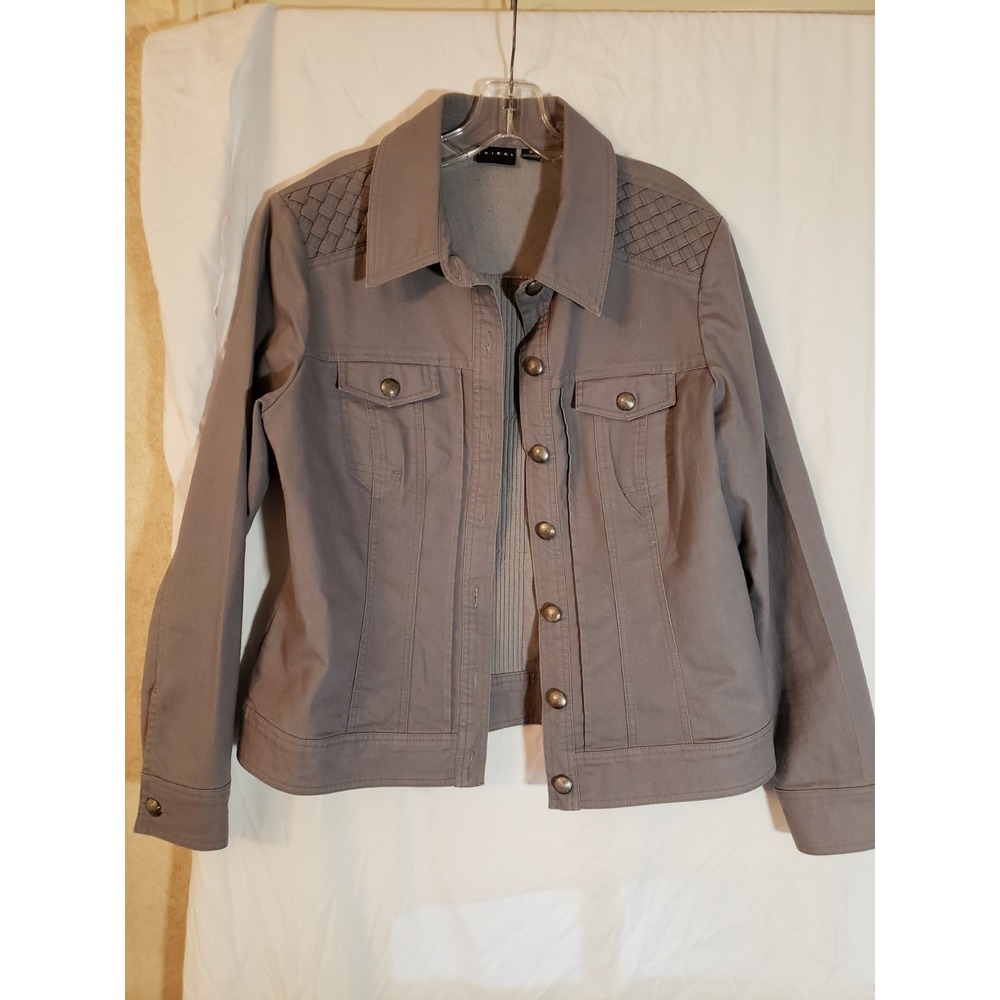 Women's Tribal Gray Jean Jacket Size 12